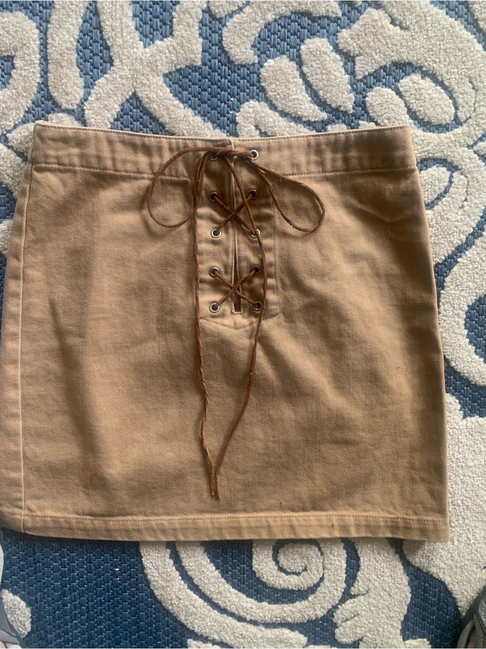 Ralph Lauren Tan Lace-Up Mini Skirt